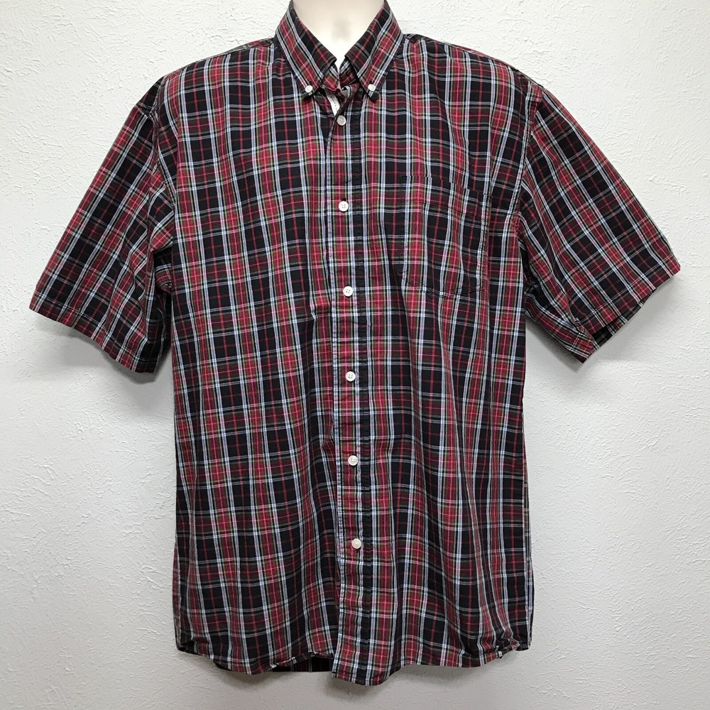 Cowboy Legend Shirt Mens XLT Tall Red Black Plaid Short Sleeve Pocket Button Up